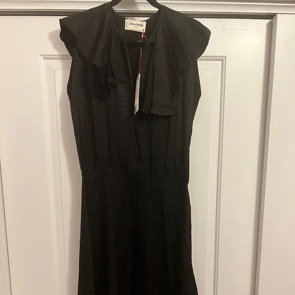 NWT Zadig and Voltaire Racky Silk Jacquard Midi Dress in Dark Chicolate - Picture 2 of 11